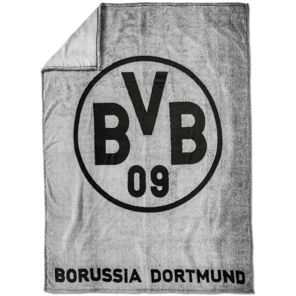 Borussia Dortmund BVB Fleecedecke grau 150 x 200 cm